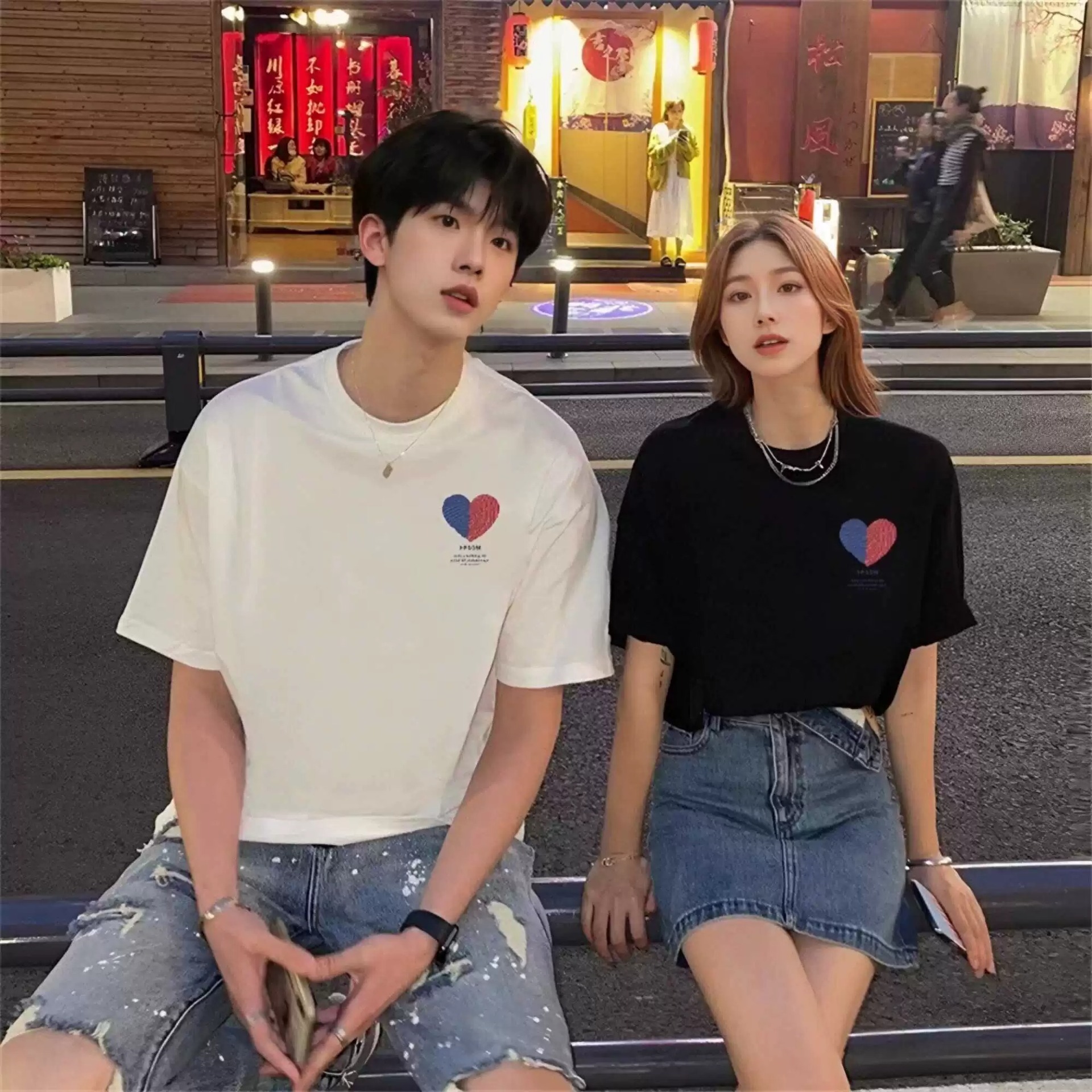 【2点セット】カラフルハート シンプルTシャツ