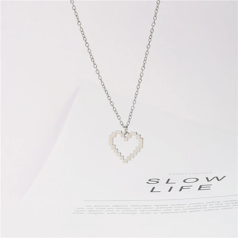 ペアアクセサリー ピクセルハートネックレス 【2点セット】