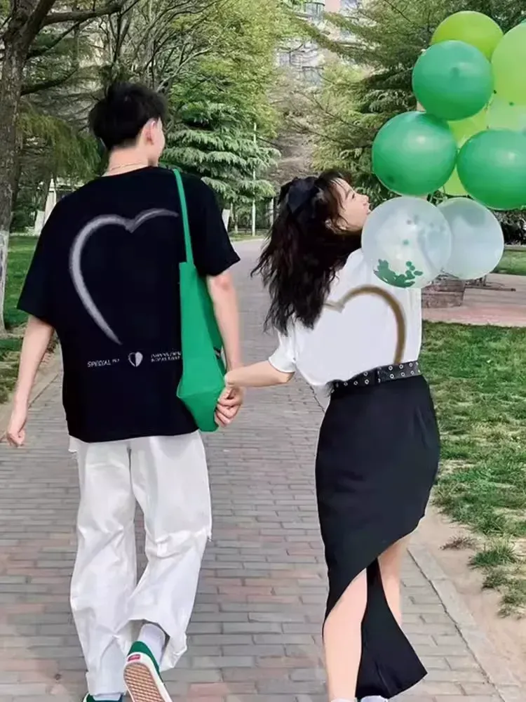 カップルペアルック つながるハートTシャツ