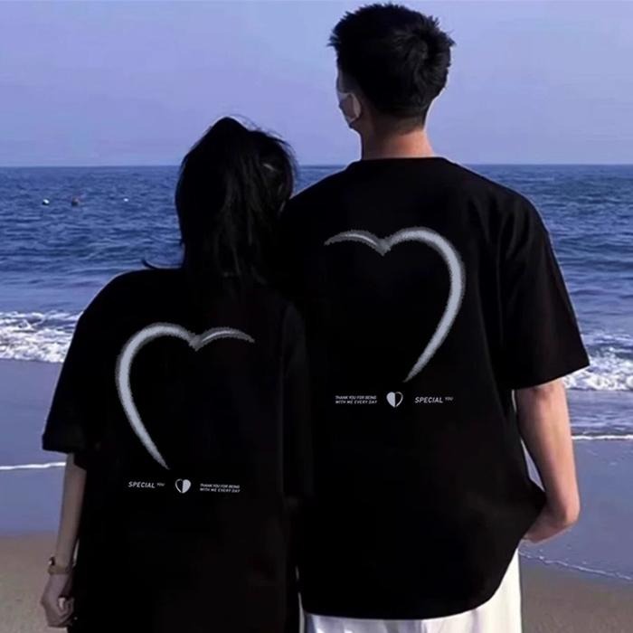 カップルペアルック つながるハートTシャツ