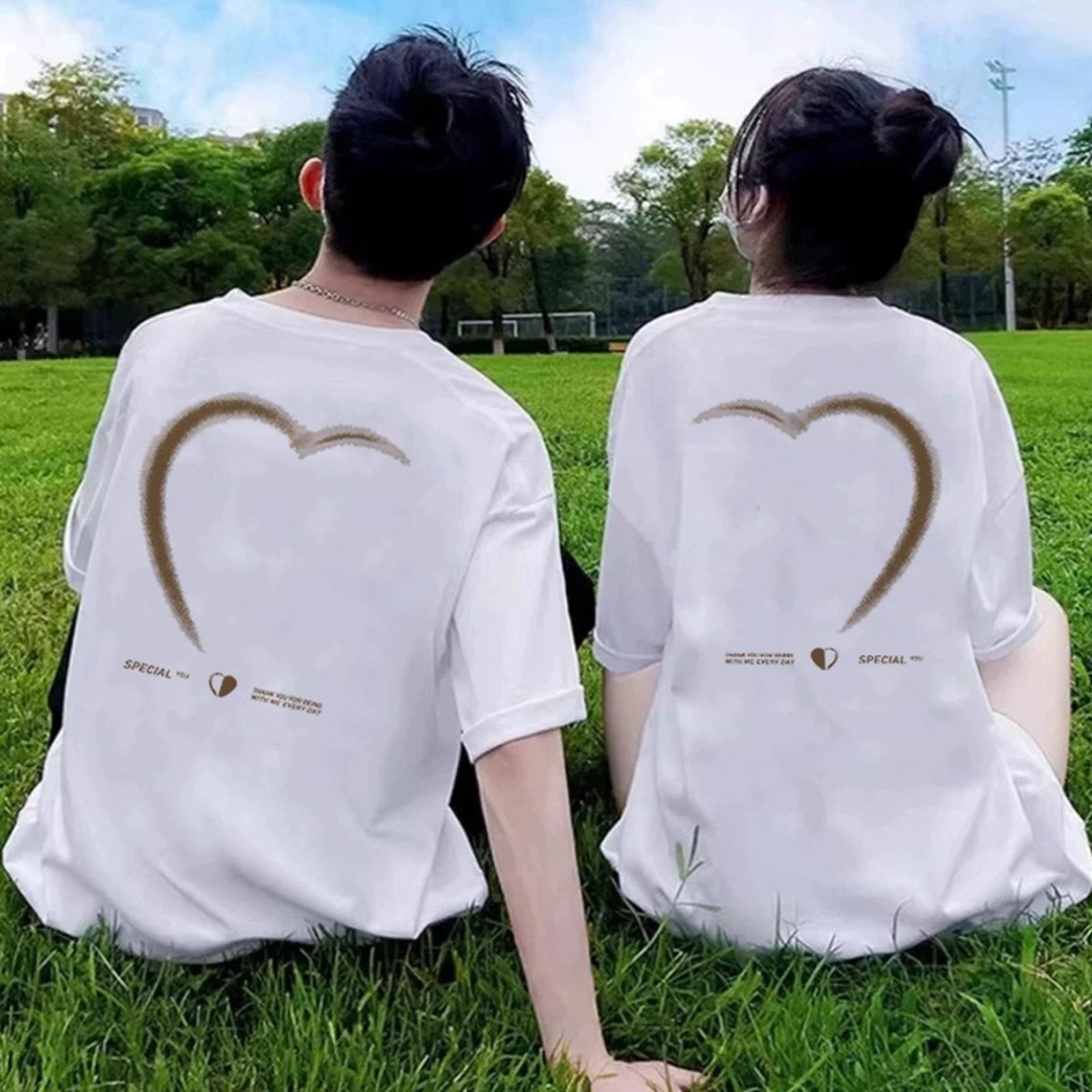 カップルペアルック つながるハートTシャツ