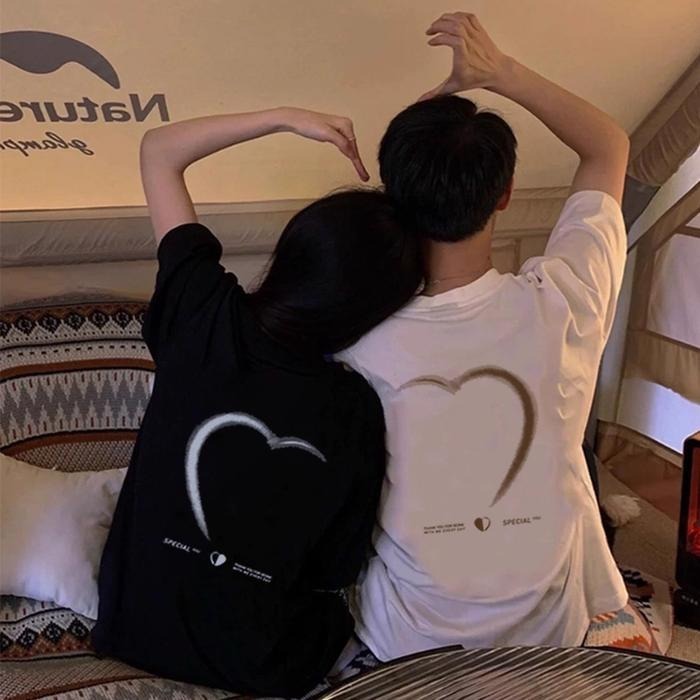カップルペアルック つながるハートTシャツ