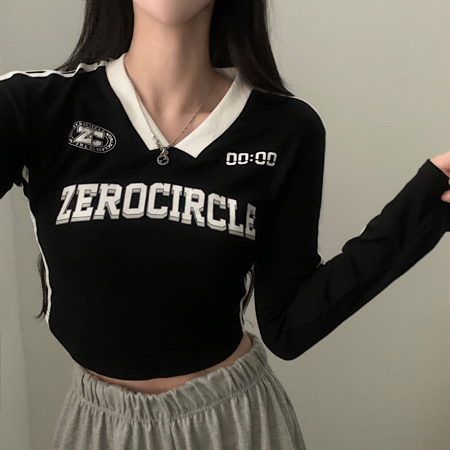 【2点セット】カップルペアルック タイムリンクライン 長袖Tシャツ 