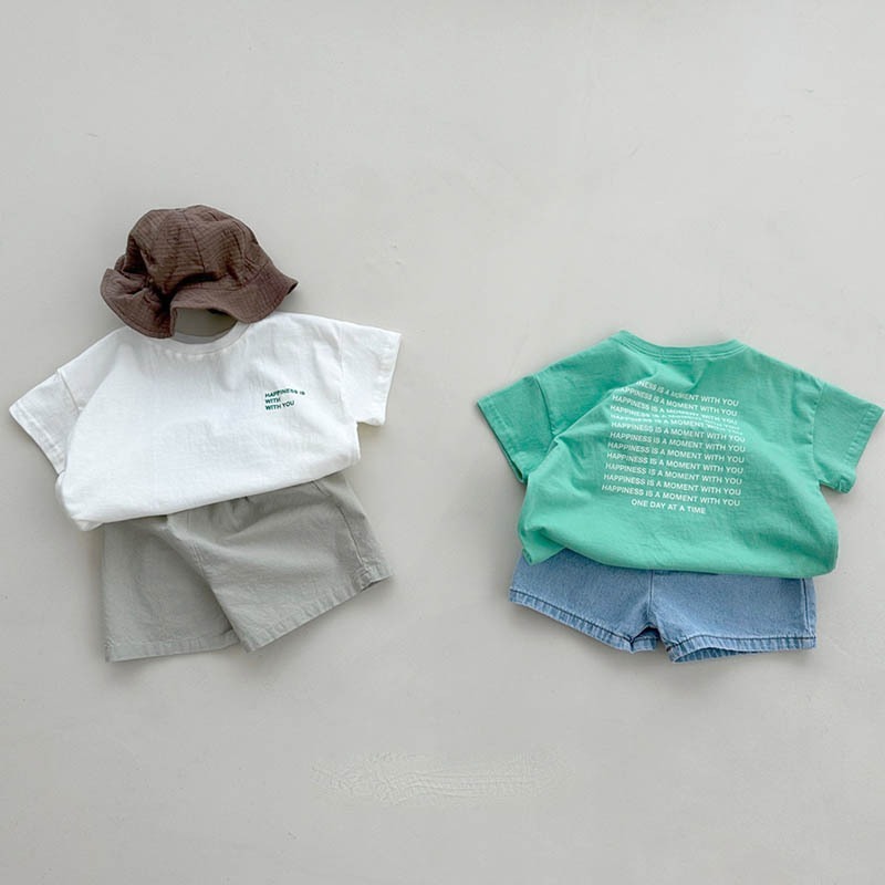 親子ペアルック 「Happiness」 ミント＆ホワイト Tシャツ