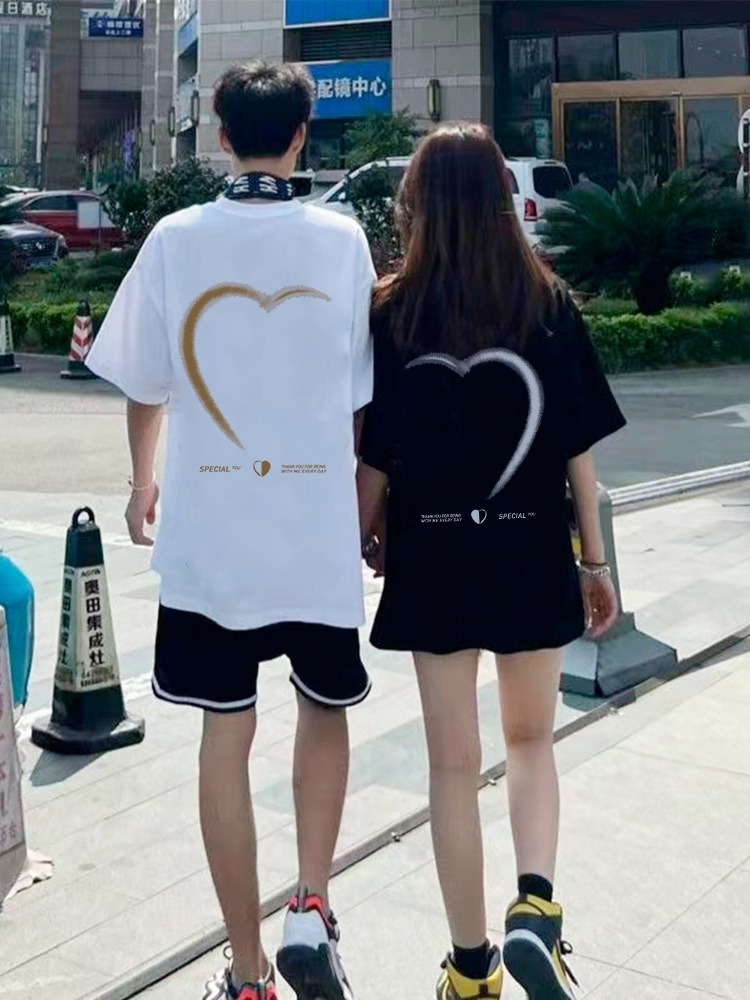 カップルペアルック つながるハートTシャツ
