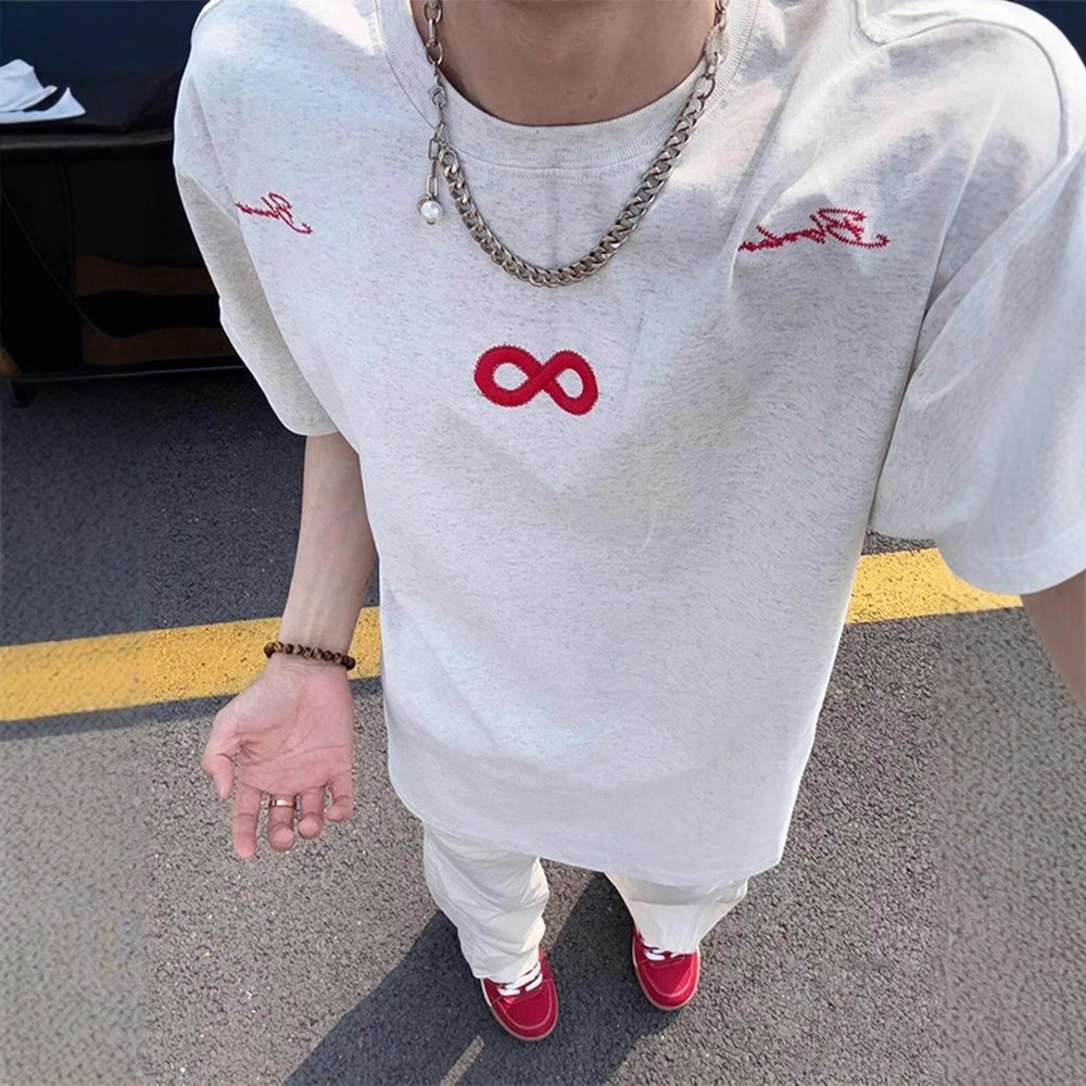 カップルペアルック インフィニティ メランジグレーTシャツ