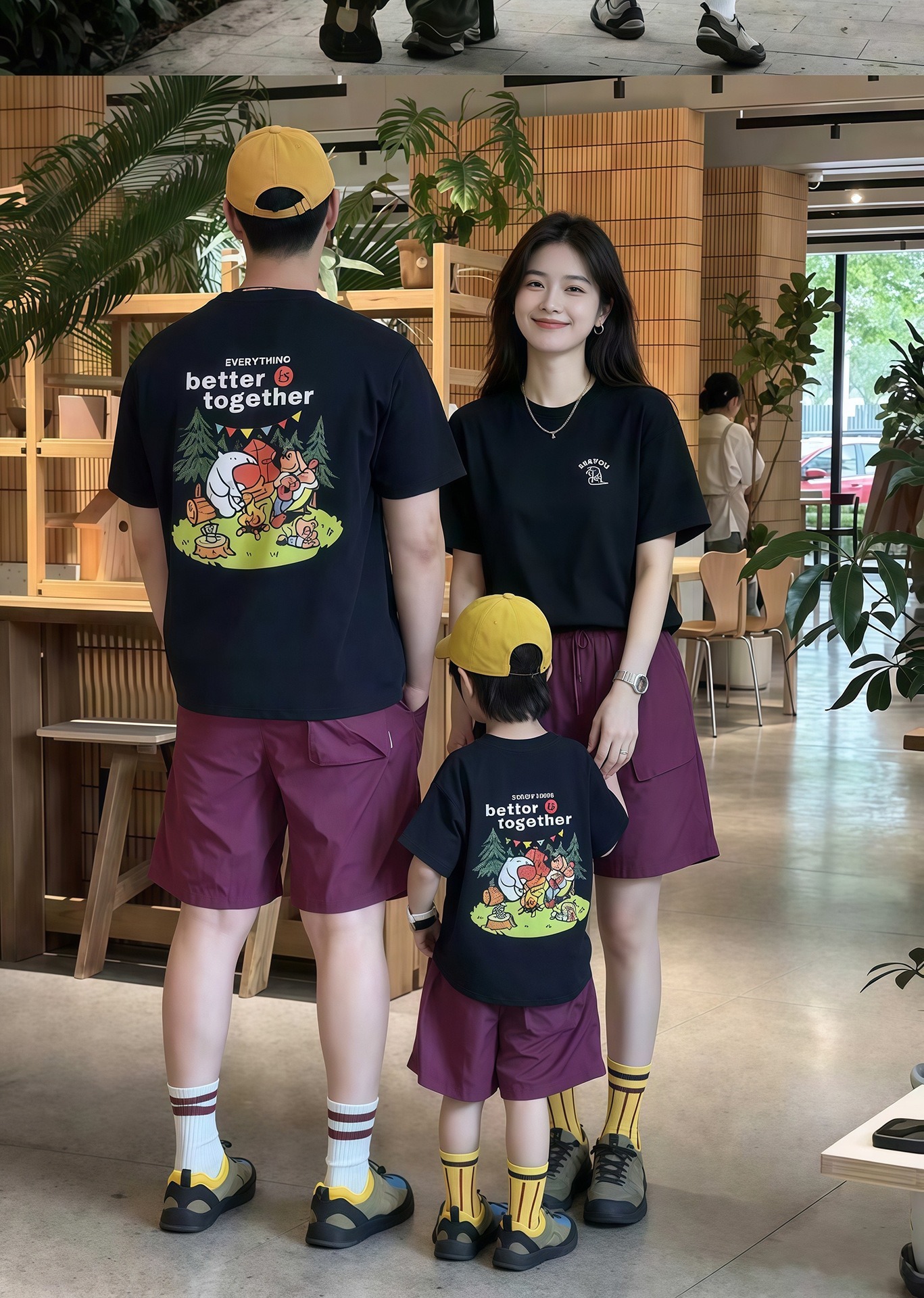 親子ペアルック キャンプアニマルTシャツ