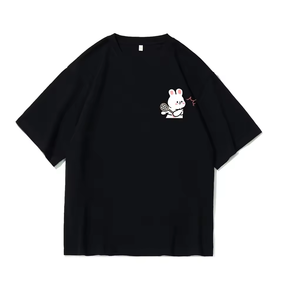 カップルペアルック うさぎ＆くま ハートのラリーTシャツ
