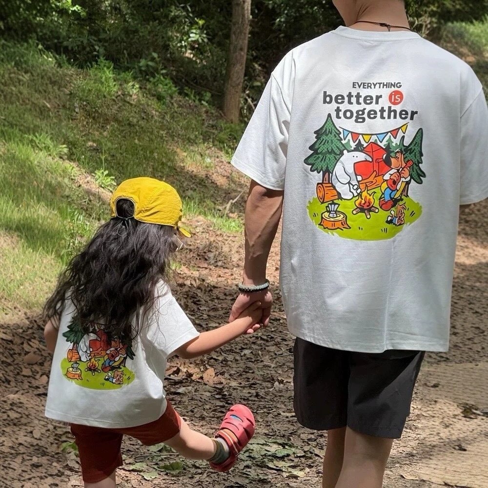 親子ペアルック キャンプアニマルTシャツ