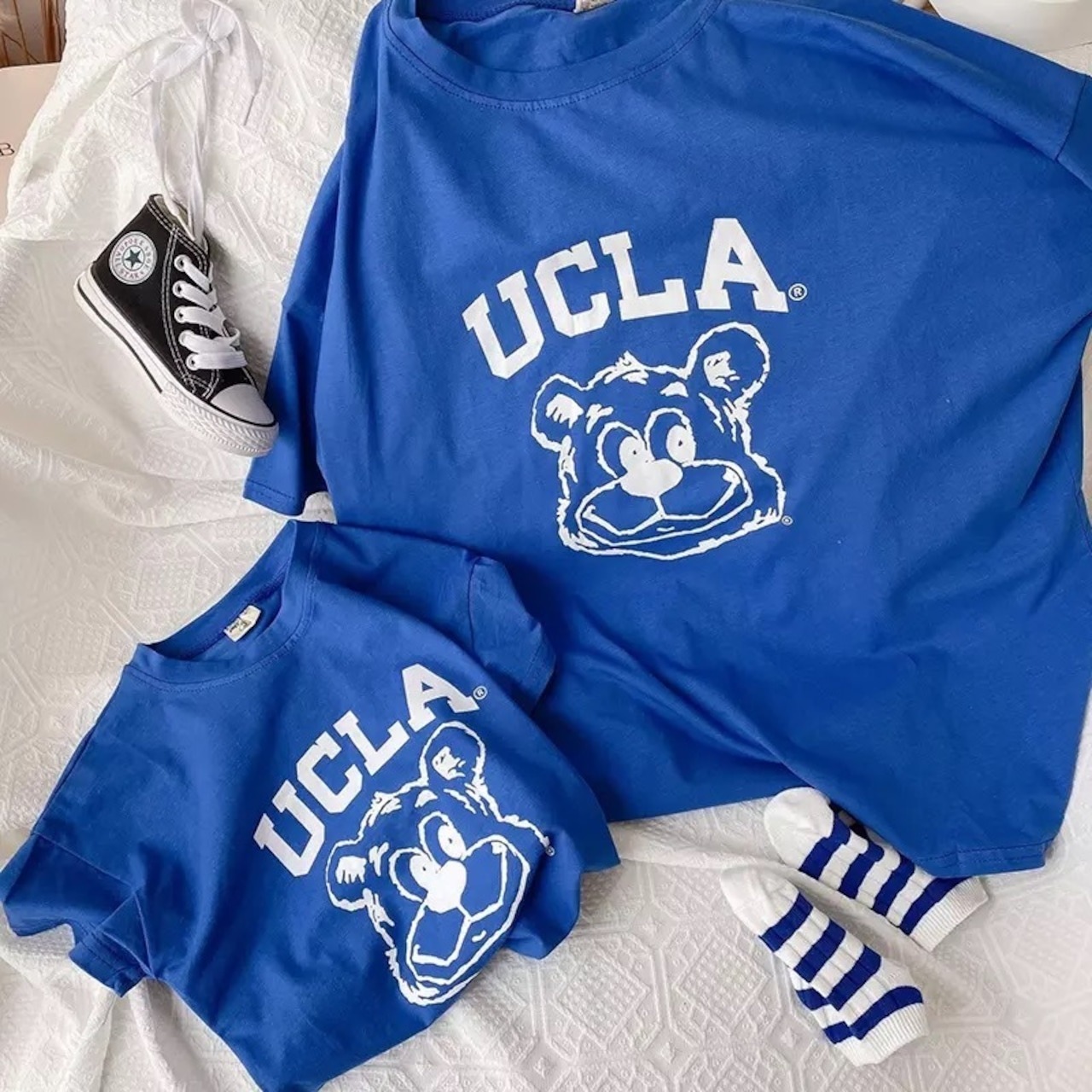親子ペアルック アメカジ風 UCLAベア Tシャツ・ロンパース