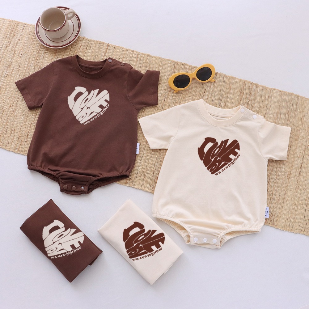 親子ペアルック ナチュラルハートロゴ Tシャツ・ロンパース