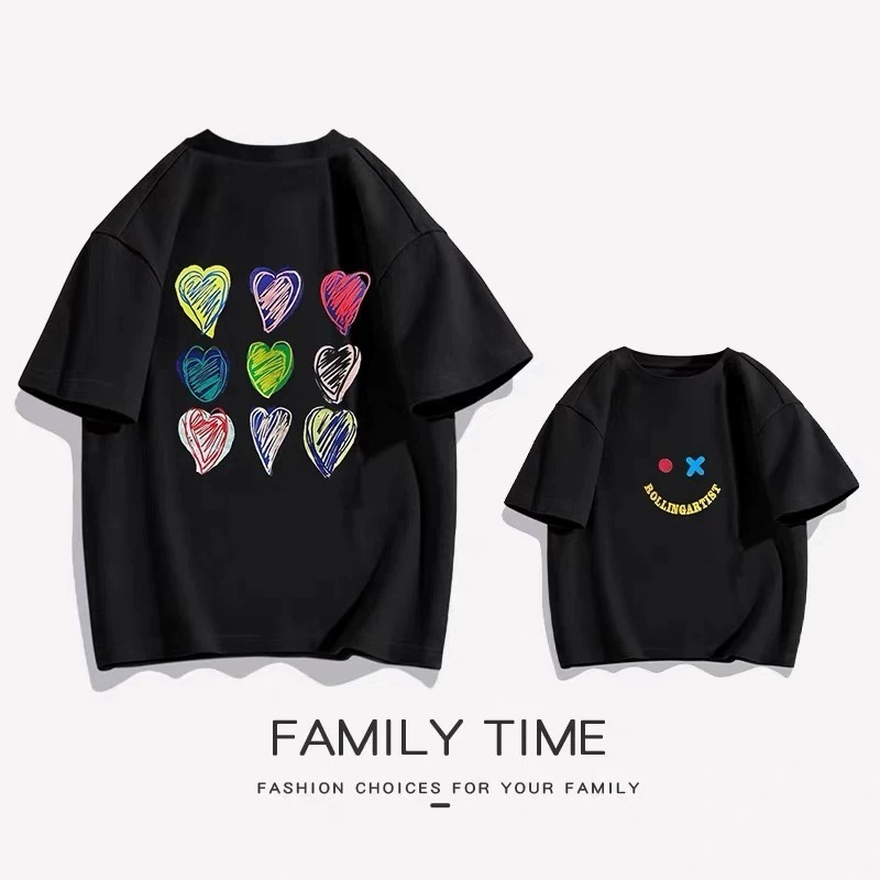 親子ペアルック スマイル＆マルチハート Tシャツ