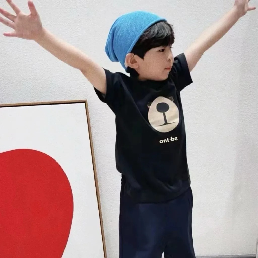 親子ペアルック モノトーン・アニマルフェイスTシャツ