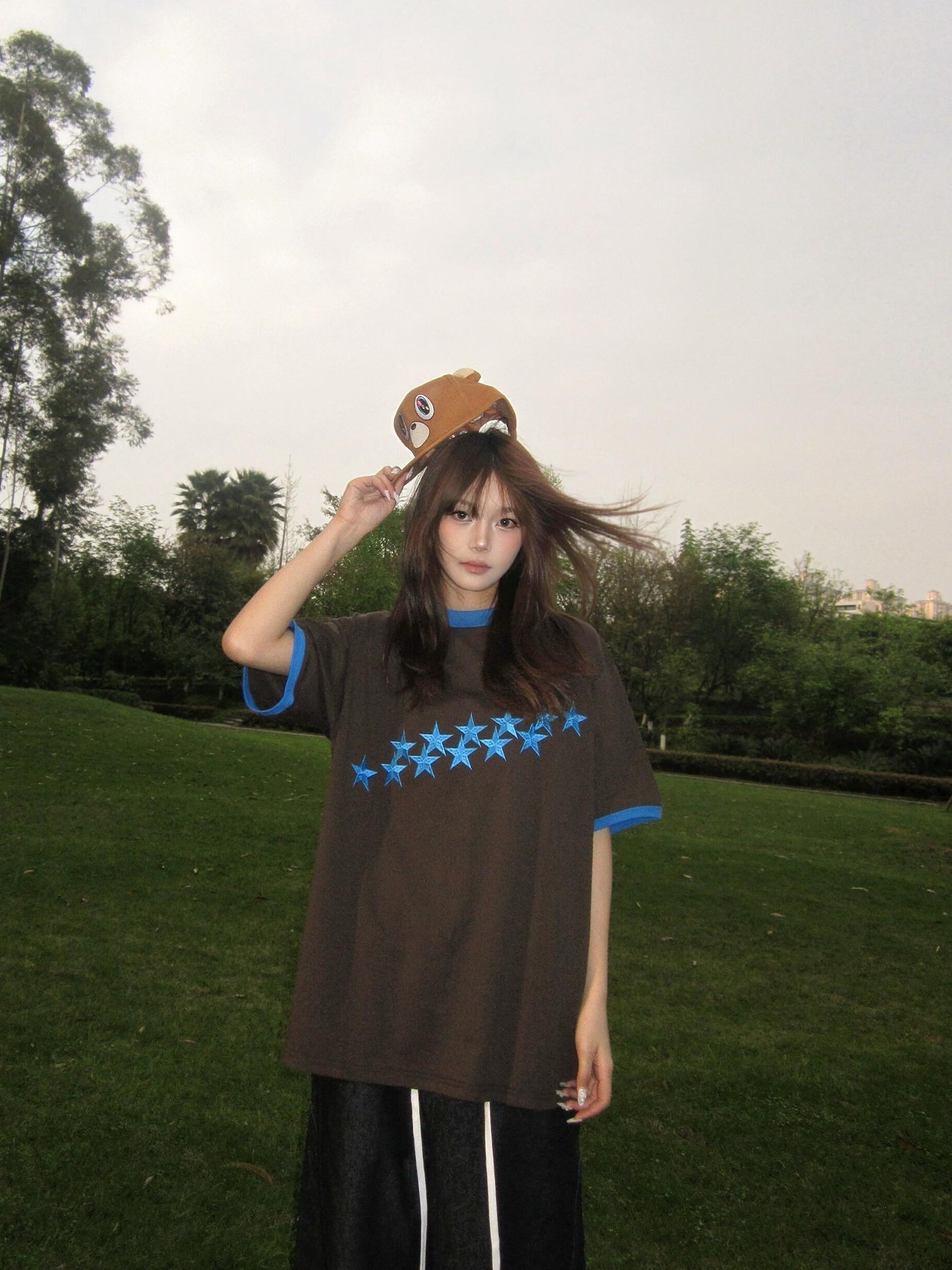 カップルペアルック シューティングスター 配色Tシャツ