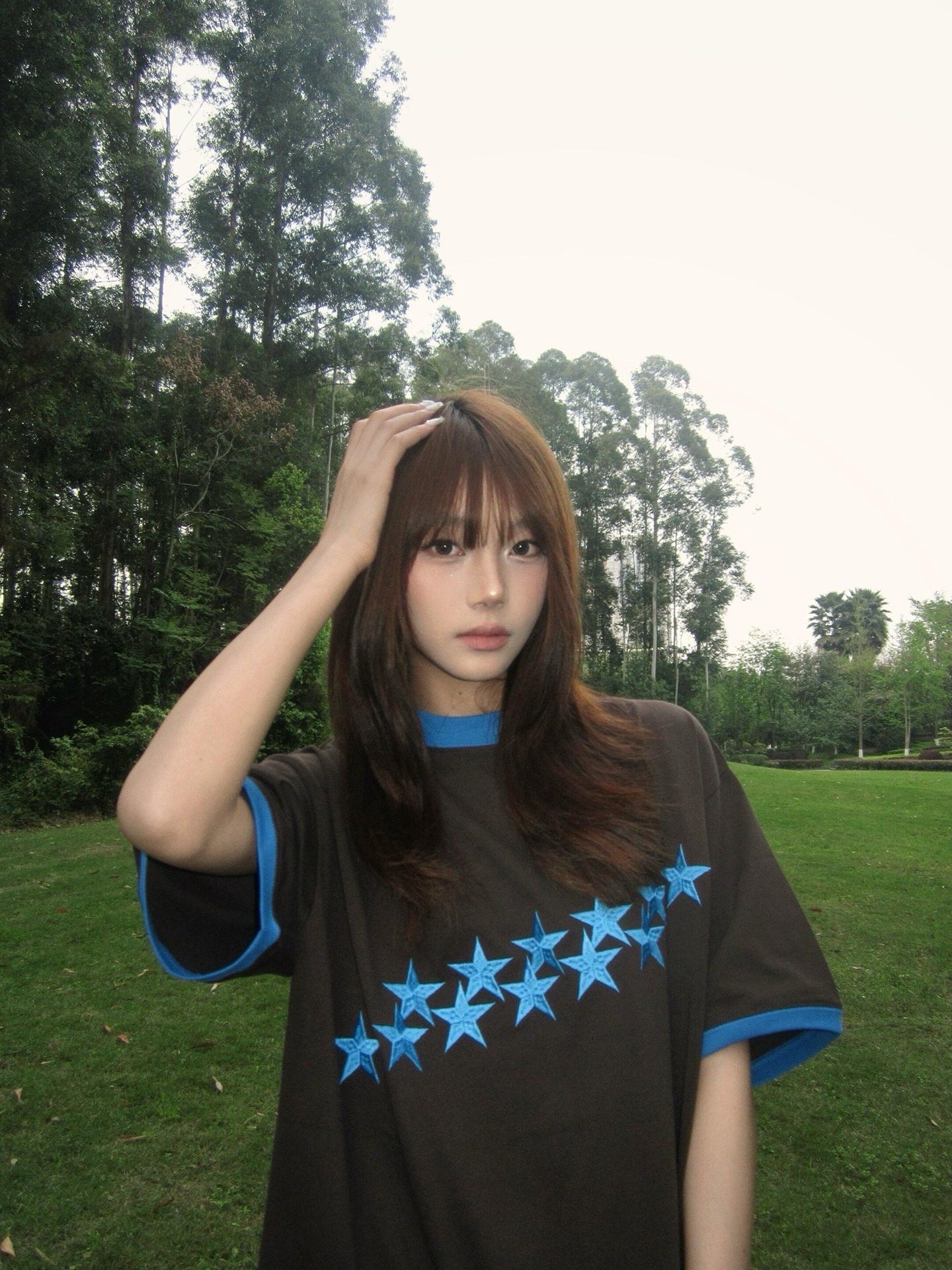 カップルペアルック シューティングスター 配色Tシャツ