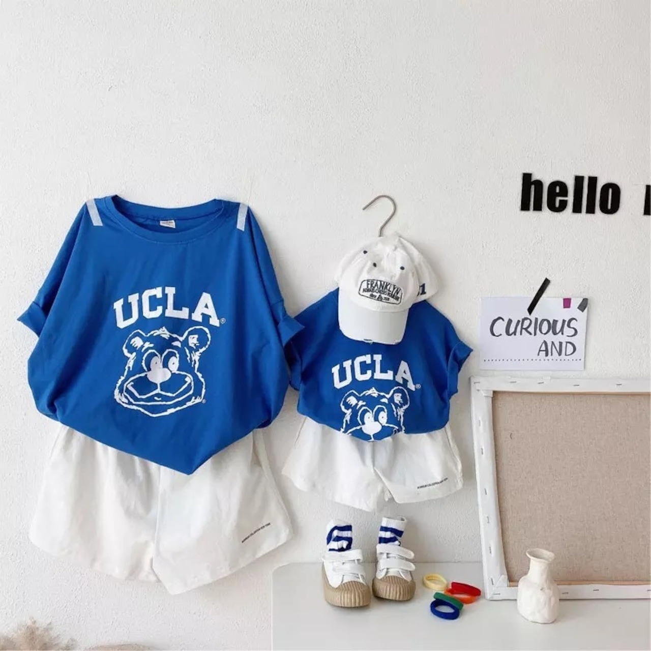 親子ペアルック アメカジ風 UCLAベア Tシャツ・ロンパース