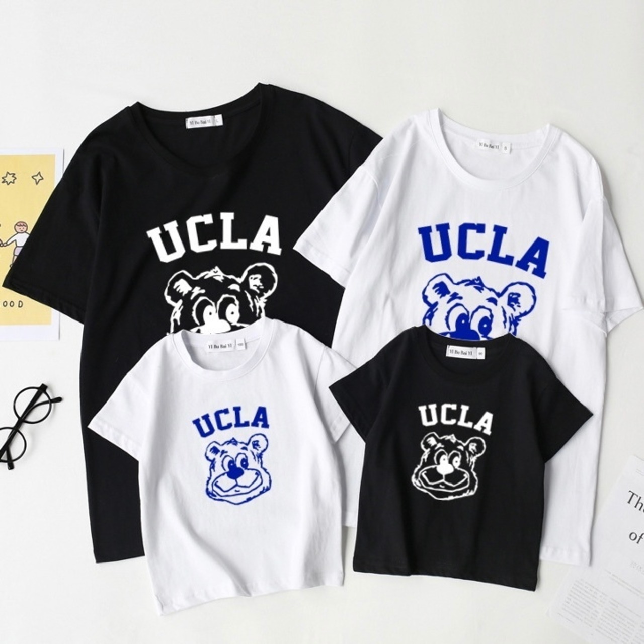 親子ペアルック アメカジ風 UCLAベア Tシャツ・ロンパース
