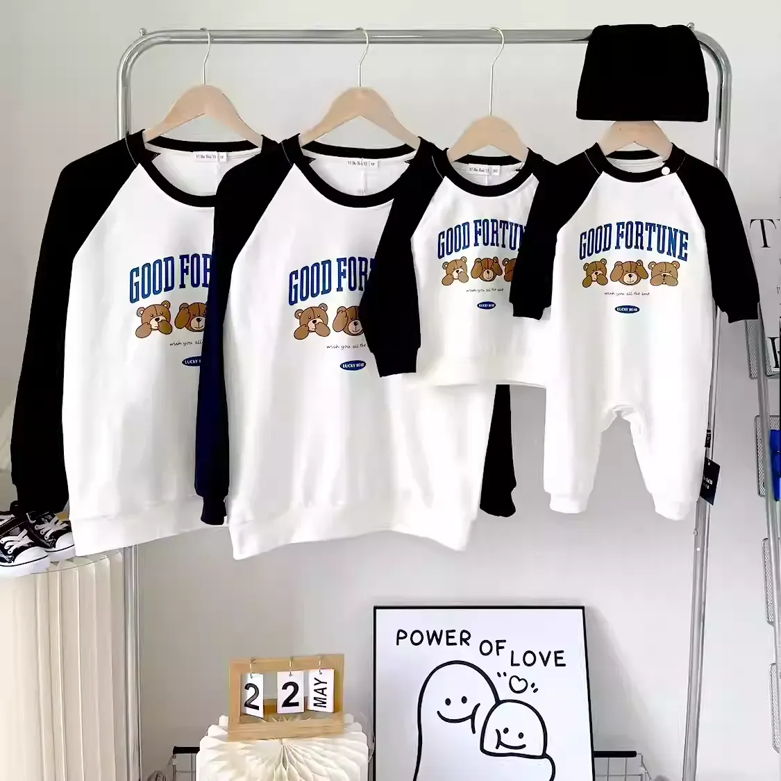 親子ペアルック グッドフォーチュンベアートレーナー