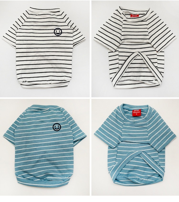 ペットペアルック ボーダー柄 スマイルTシャツ