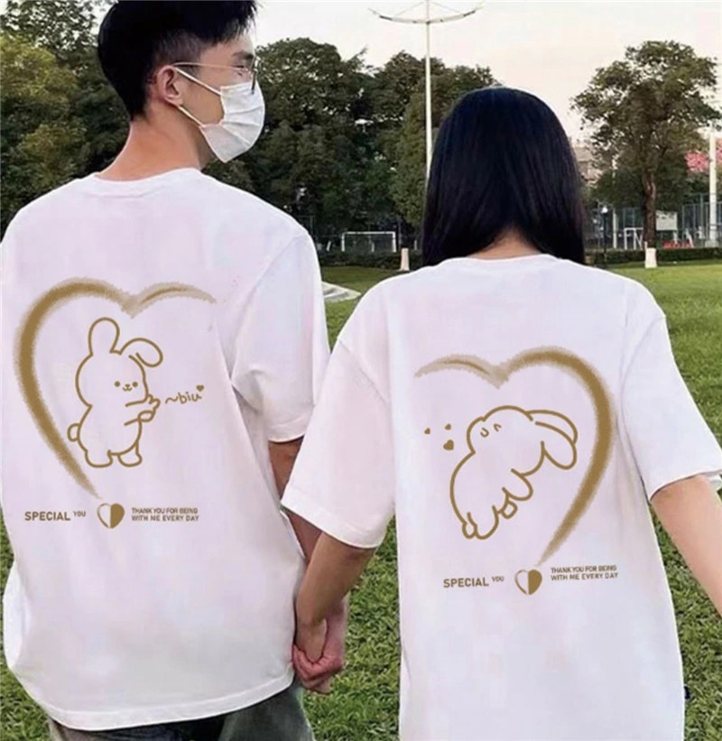 親子ペアルック 家族でつながるハート＆うさぎ Tシャツ