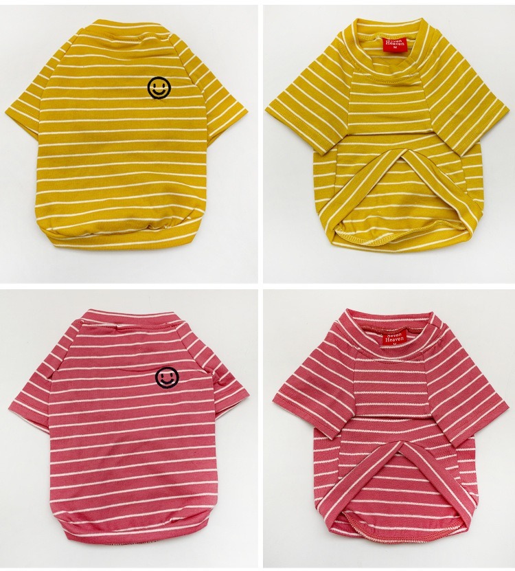 ペットペアルック ボーダー柄 スマイルTシャツ