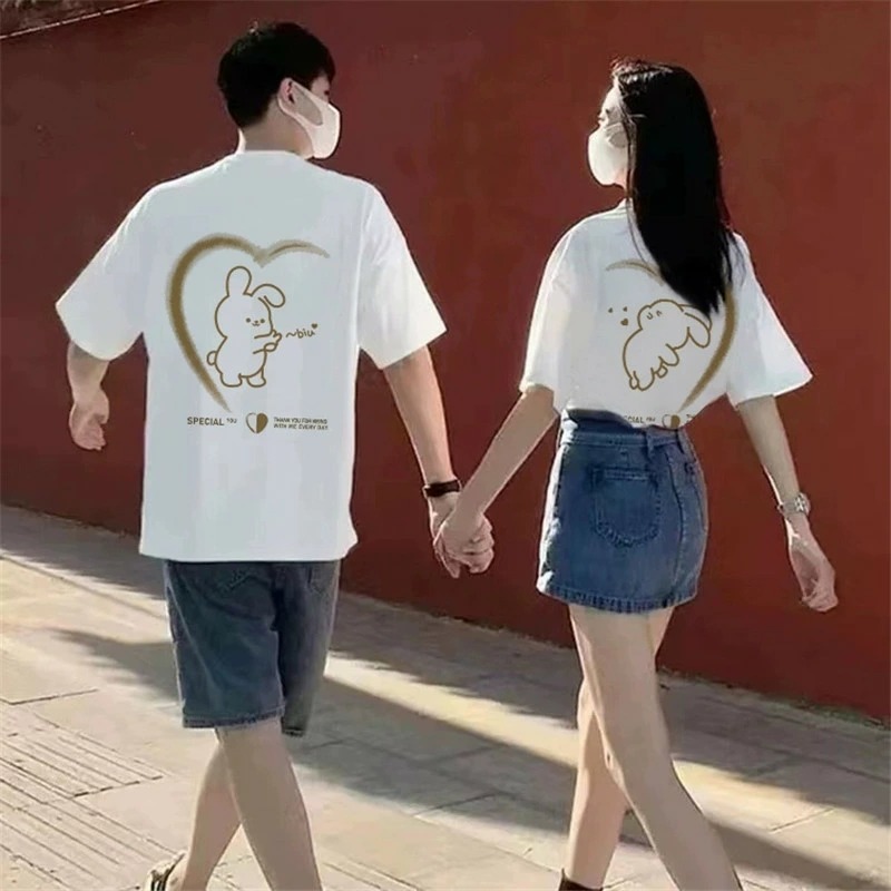親子ペアルック 家族でつながるハート＆うさぎ Tシャツ