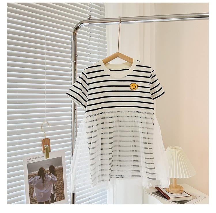 親子ペアルック ハッピースマイル・ボーダーリンクコーデ（Tシャツ / ポロシャツ / チュールワンピ / ロンパース）
