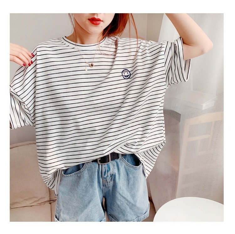 ペットペアルック ボーダー柄 スマイルTシャツ