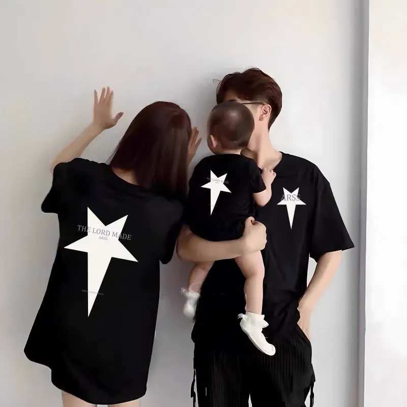 親子ペアルック ビッグスター バックプリントTシャツ・ロンパース