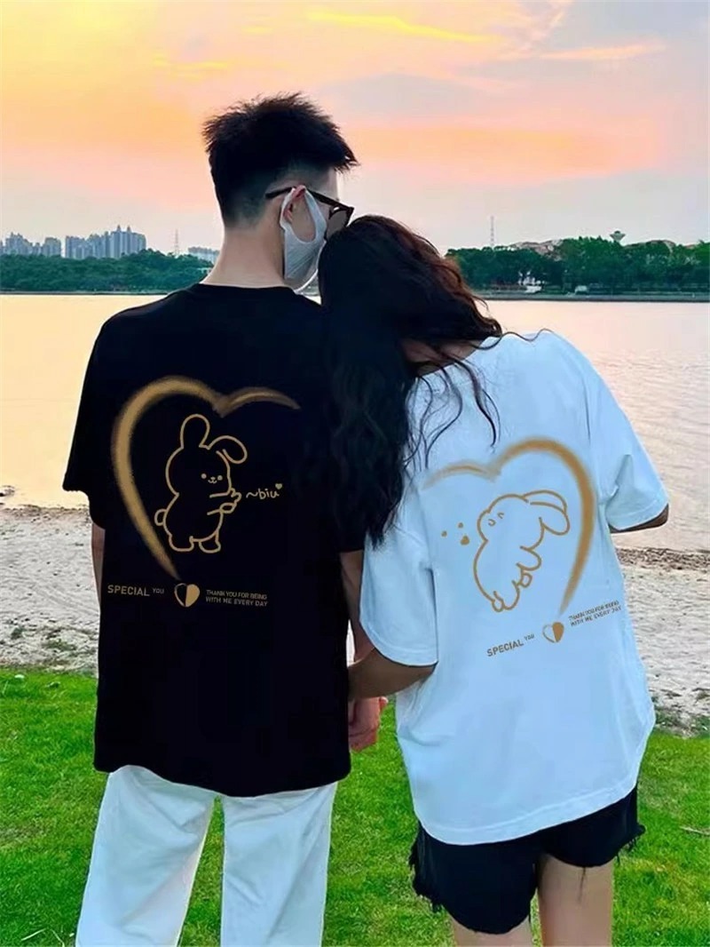 親子ペアルック 家族でつながるハート＆うさぎ Tシャツ