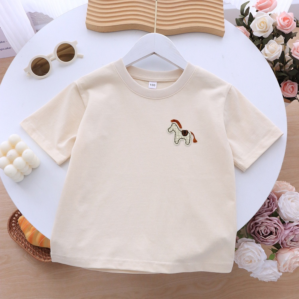 親子ペアルック ほっこり木馬 ナチュラルTシャツ・ロンパース