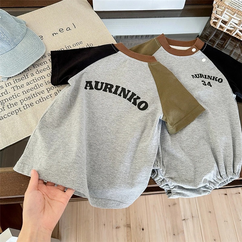 親子ペアルック ヴィンテージライク・ラグランTシャツ＆ロンパース