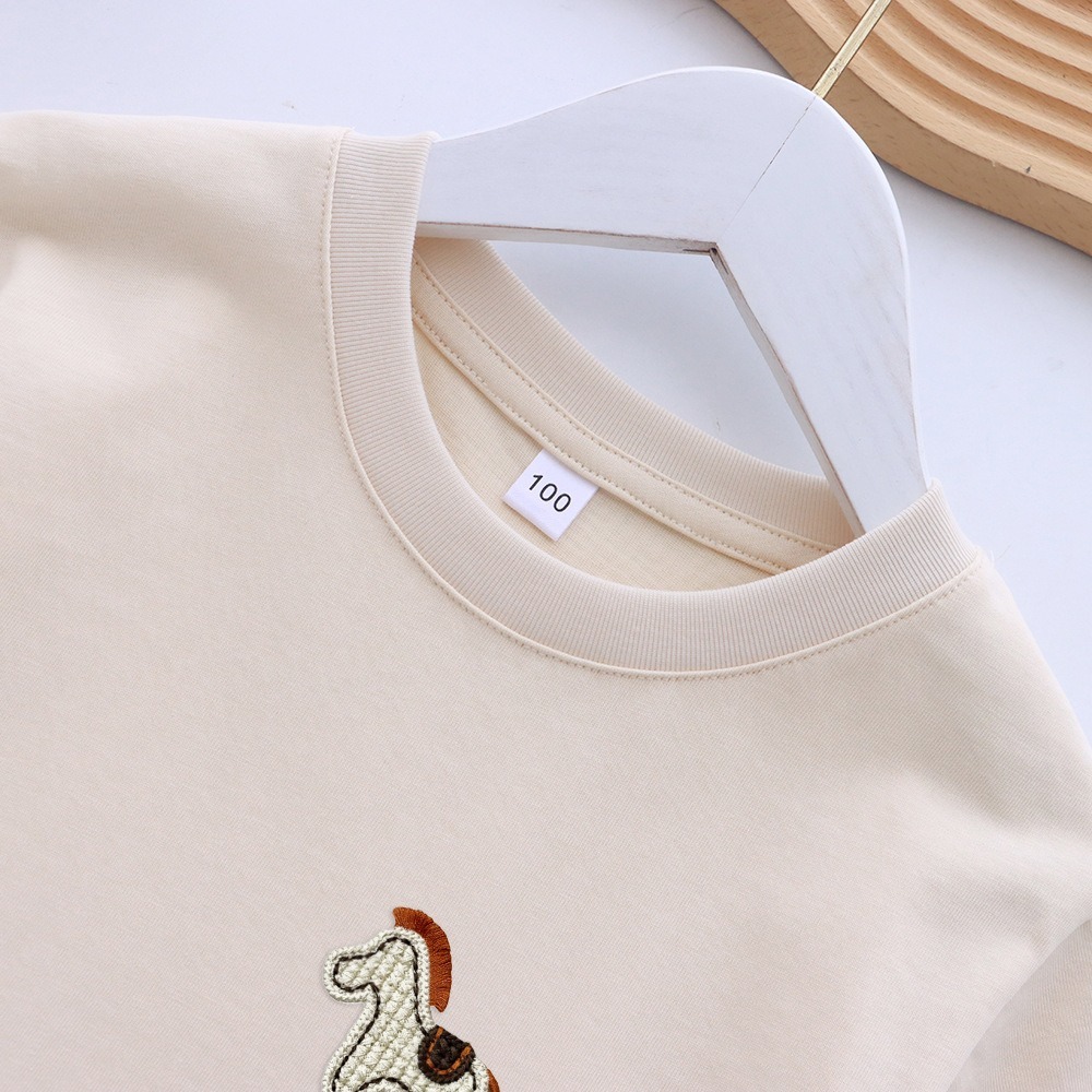 親子ペアルック ほっこり木馬 ナチュラルTシャツ・ロンパース