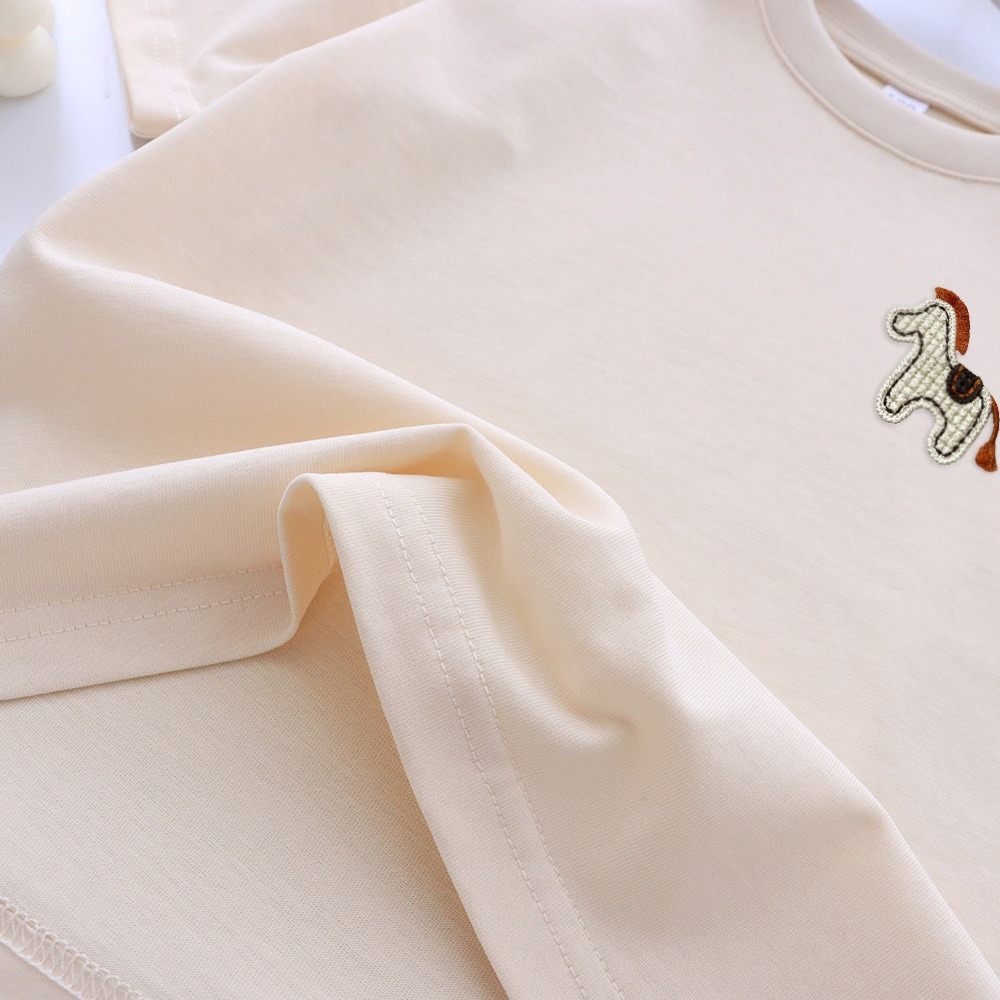 親子ペアルック ほっこり木馬 ナチュラルTシャツ・ロンパース