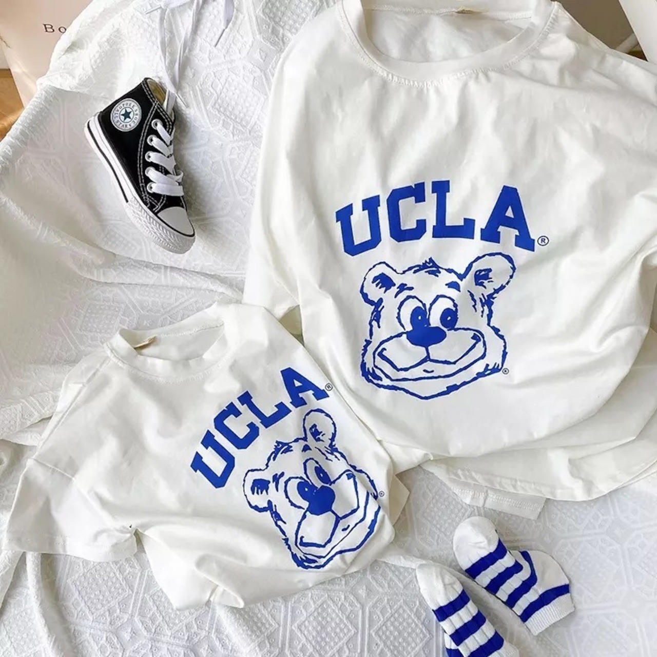 親子ペアルック アメカジ風 UCLAベア Tシャツ・ロンパース