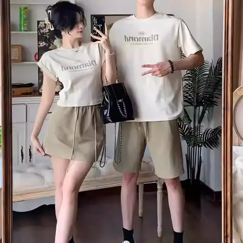 カップルペアルック ナチュラルリンク ロゴTシャツ