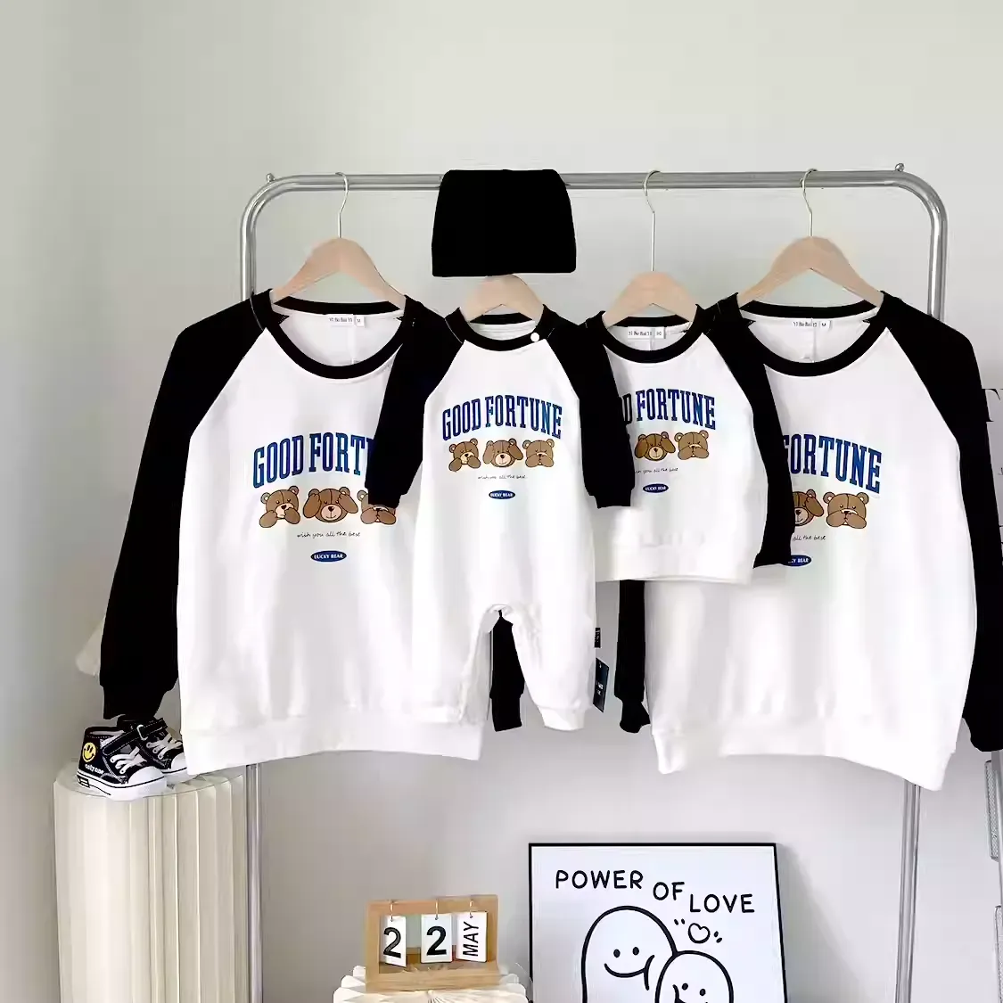 親子ペアルック グッドフォーチュンベアートレーナー