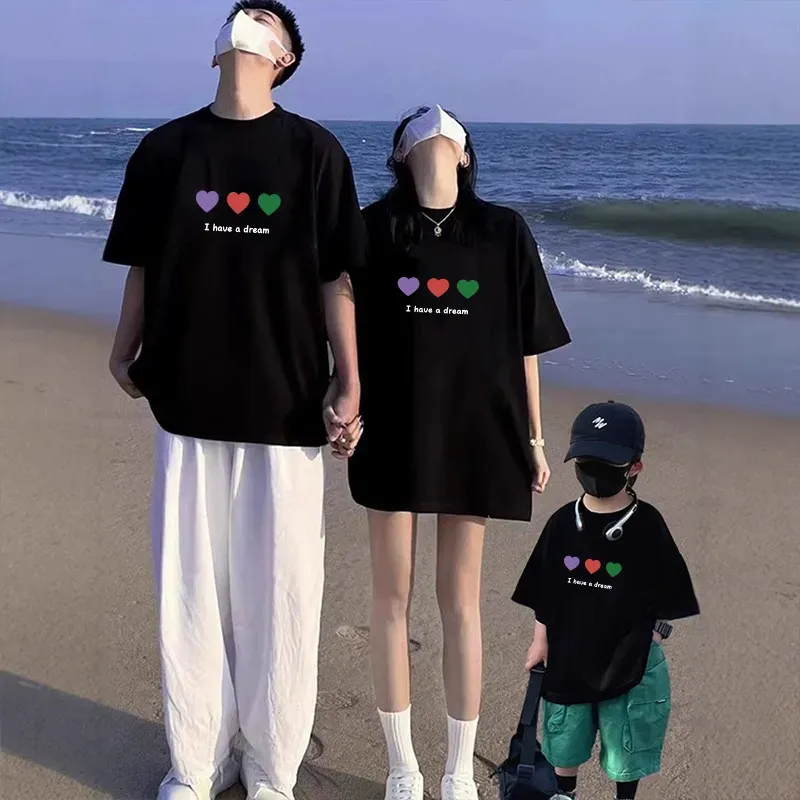 親子ペアルック トリプルハートTシャツ