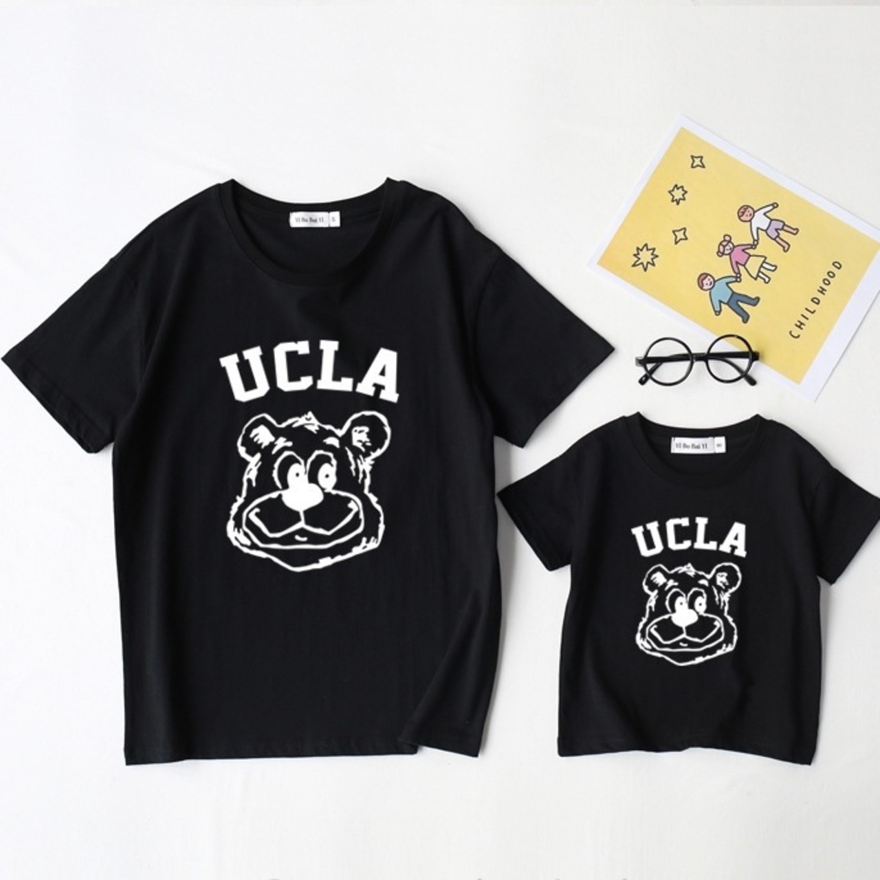親子ペアルック アメカジ風 UCLAベア Tシャツ・ロンパース
