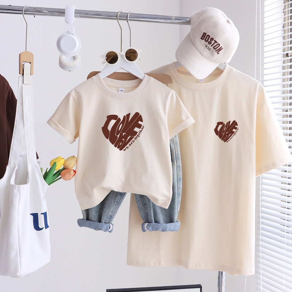 親子ペアルック ナチュラルハートロゴ Tシャツ・ロンパース