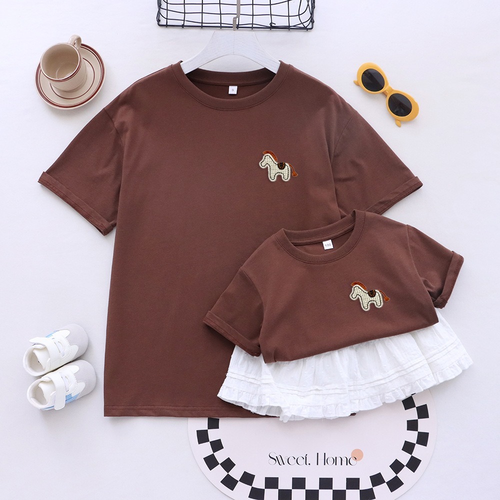 親子ペアルック ほっこり木馬 ナチュラルTシャツ・ロンパース