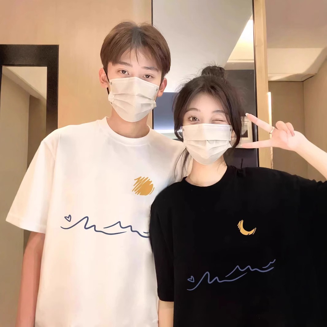 親子ペアルック Wave & Sky ラインアートTシャツ
