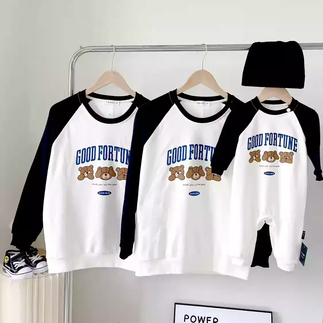 親子ペアルック グッドフォーチュンベアートレーナー