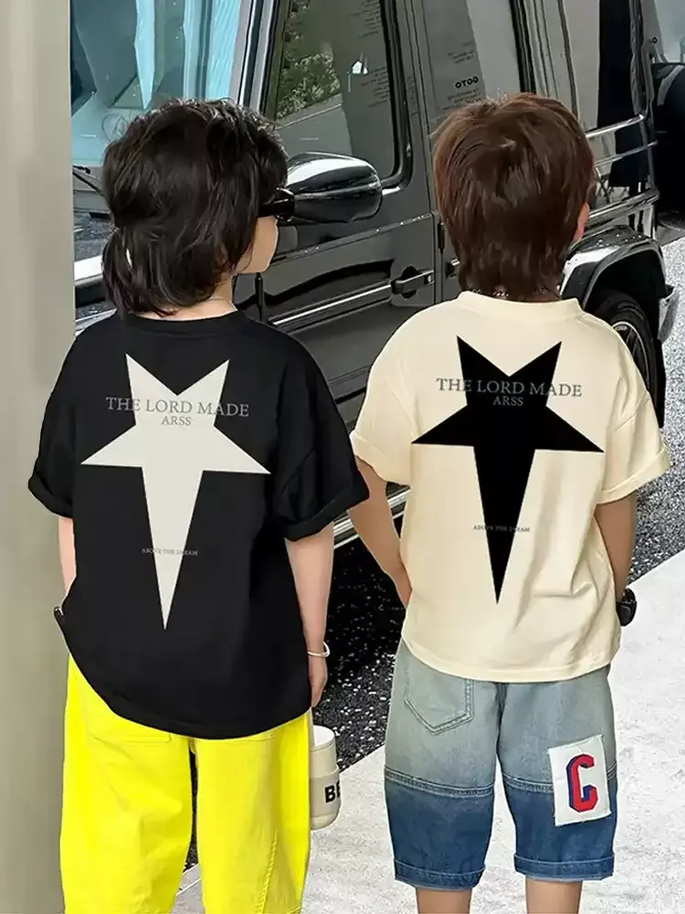 親子ペアルック ビッグスター バックプリントTシャツ・ロンパース
