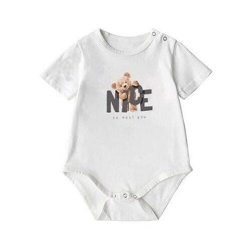 親子ペアルック モノトーン NICEベアー Tシャツ・ロンパース