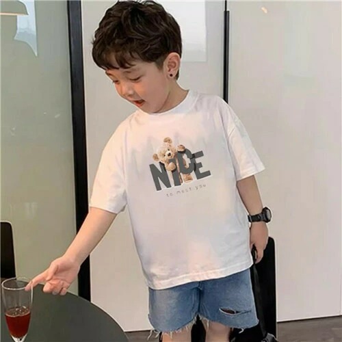 親子ペアルック モノトーン NICEベアー Tシャツ・ロンパース