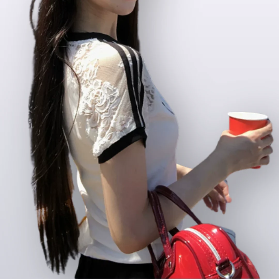 カップルペアルック クロスロゴ リンガーTシャツ