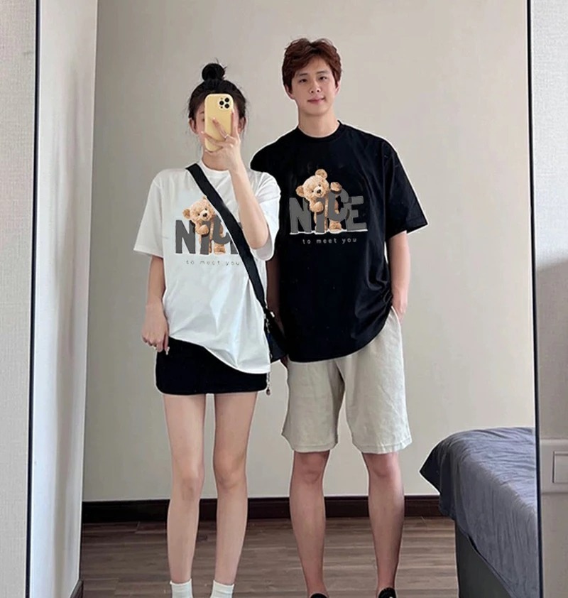 親子ペアルック モノトーン NICEベアー Tシャツ・ロンパース