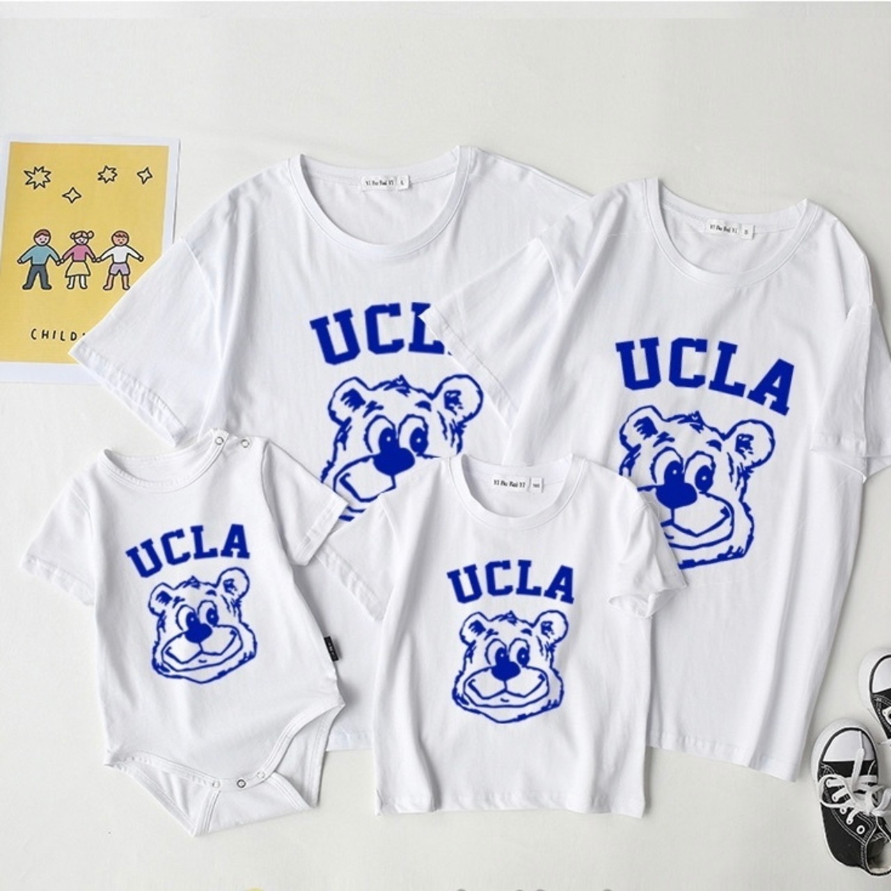 親子ペアルック アメカジ風 UCLAベア Tシャツ・ロンパース