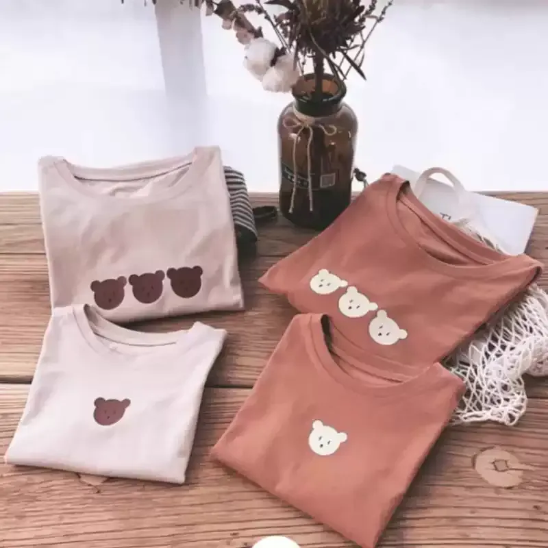 親子ペアルック ほっこりベアー ニュアンスカラー Tシャツ・ロンパース